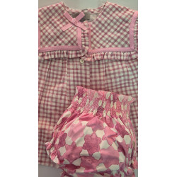 Conjunto de blusa y braguita con estampación vichy y estrellas 24 meses