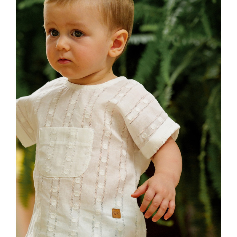 Blusa niño bebé calada con bolsillo canguro