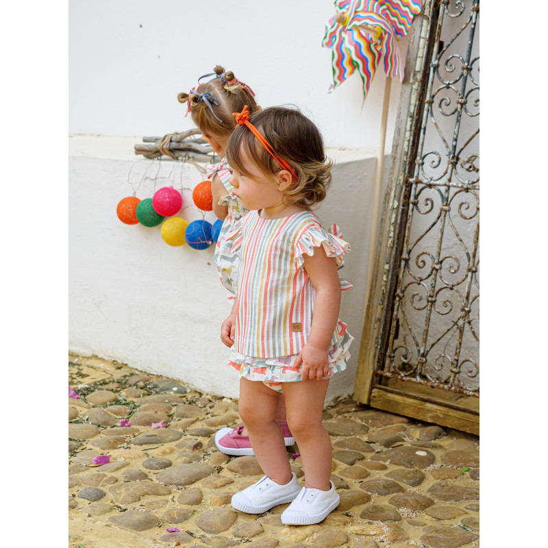 Conjunto braguita volantes y blusa ecotada