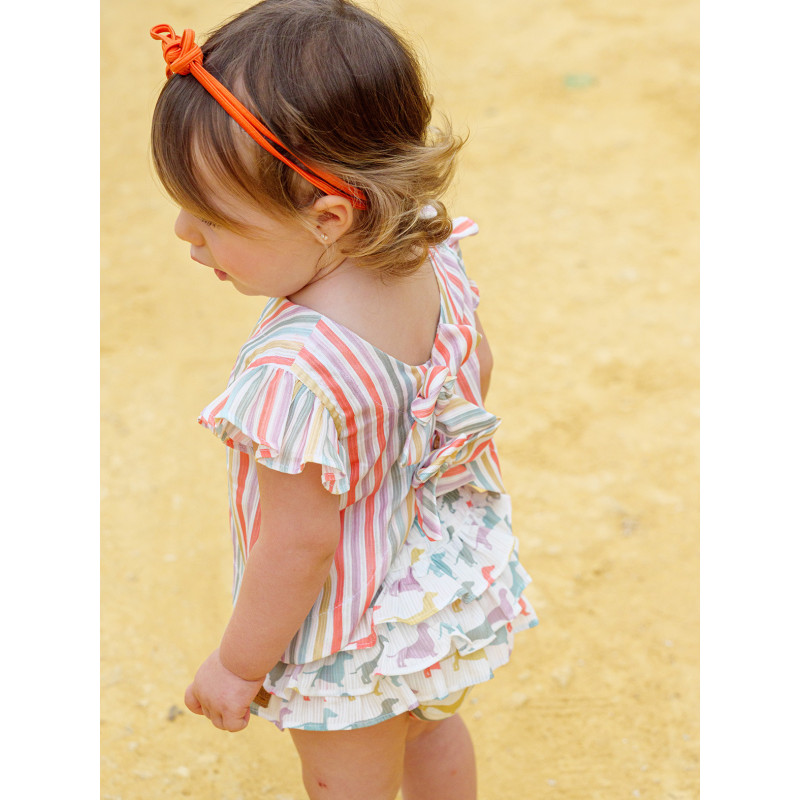 Conjunto braguita volantes y blusa ecotada