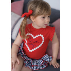 Conjunto infantíl de niña camiseta y braguita vichy. 2