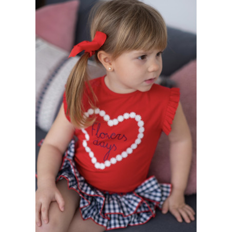Conjunto infantíl de niña camiseta y braguita vichy.