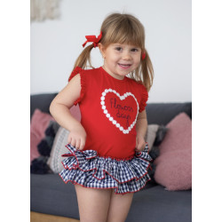 Conjunto infantíl de niña camiseta y braguita vichy.