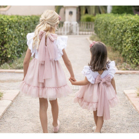 Vestido Infantil de ceremonia rosa empolvado