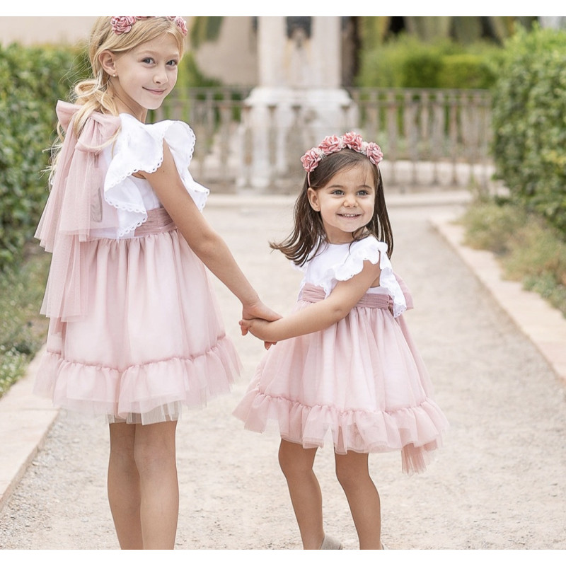 Vestido Infantil de ceremonia rosa empolvado