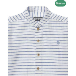 Camisa con cuello tirilla rayas azules 2