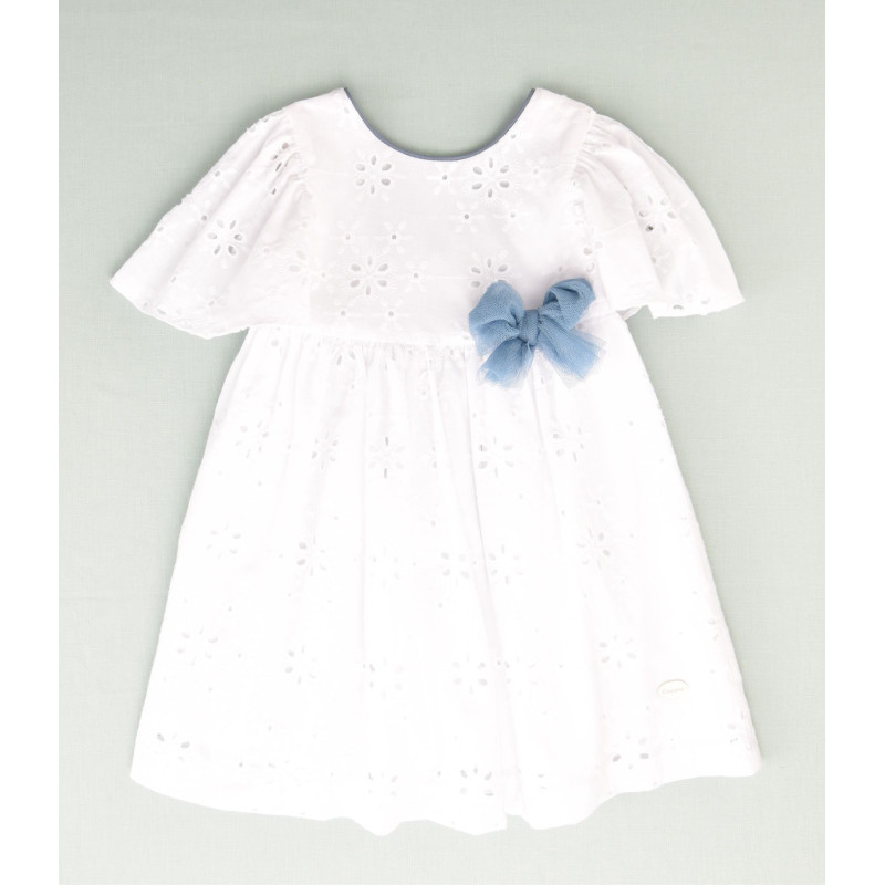 Vestido perforado con lazo de tul