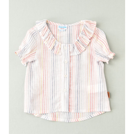 Blusa infantil de niña multicolor de manga corta