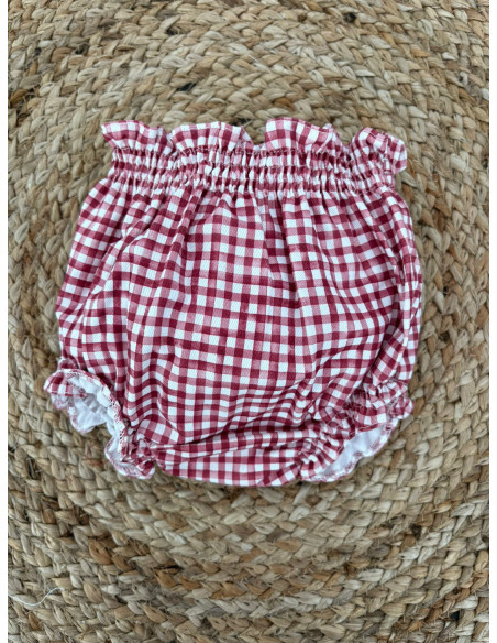 Conjunto braguita cuadros cereza niña