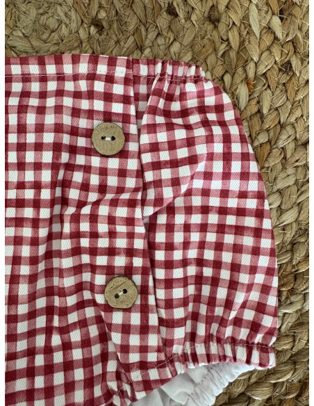 Conjunto ranita cuadros cereza niño