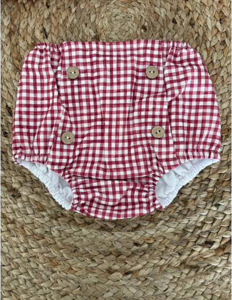 Conjunto ranita cuadros cereza niño