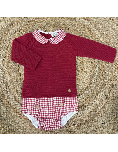 Conjunto ranita cuadros cereza niño