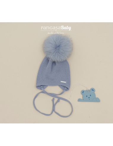 Gorro orejero pompón pelo natural