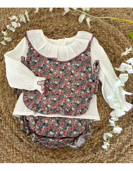 Conjunto bebe niña 3 piezas familia Cachemira