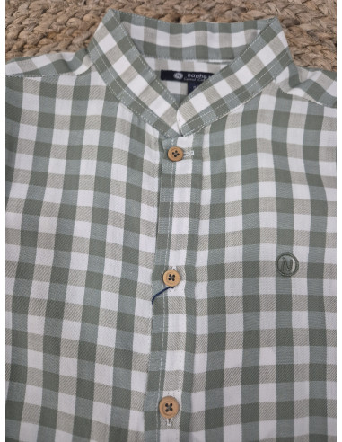 Camisa con cuello tirilla vichy verde