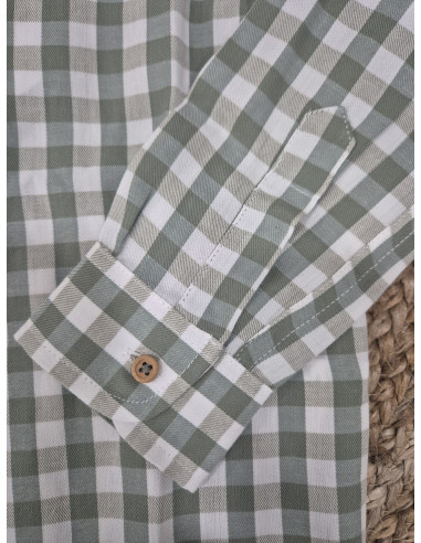 Camisa con cuello tirilla vichy verde