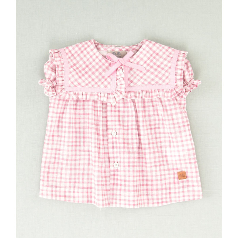 Conjunto de blusa y braguita con estampación vichy y estrellas 48 meses